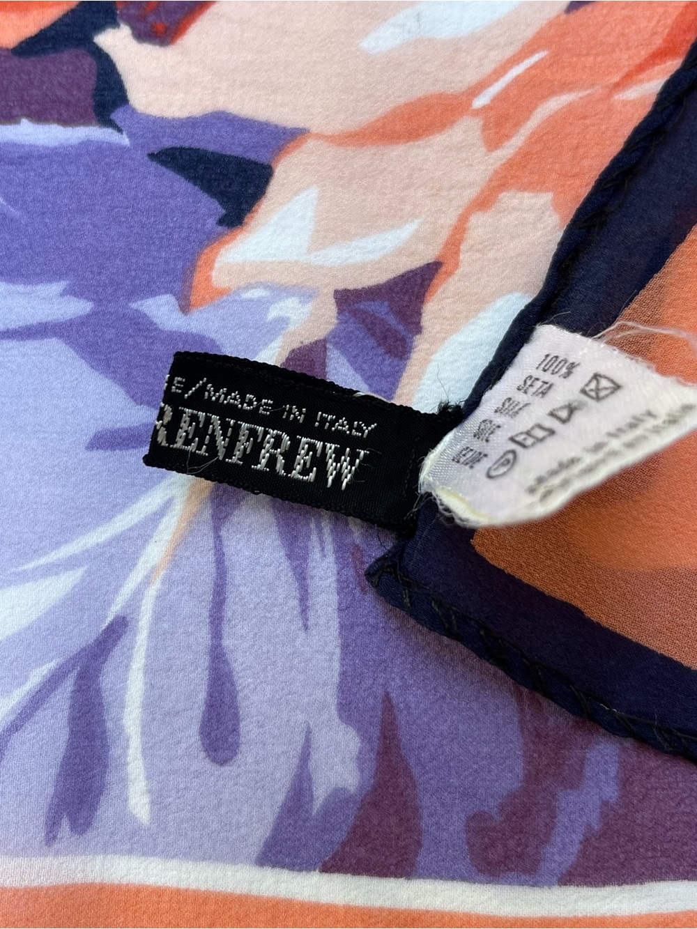 Vintage 80s Holt Renfrew Silk Scarf Made in Italy Floral - Picture 7 of 10